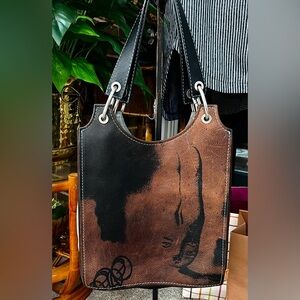 Ransom and Scout Artist Made Silkscreened Italian Leather Bag